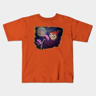 Monarch Butterfly and Full Moon Grunge Gothic Kids T-Shirt